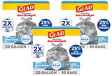 Glad ForceFlex MaxStrength XL 20 Gal Kitchen Bags, OdorShield Fresh Clean to Lock In Diaper and Snack Disposal Smells, 80 Ct