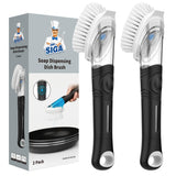 MR.SIGA Soap Dispensing Dish Brush with Built-in Scraper for Quick Sink Cleanup in Busy Home Kitchens