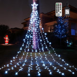 WBao Christmas Waterfall Lights for Home Facade, 344 LED Star Topper Cascade with 9 Color Variants to Match Living Room Aesthetic and Entryway Style