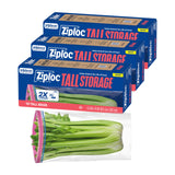 Ziploc Tall Food Storage Bags – Workweek Meal Prep Bags for Asparagus, Celery and Sandwich Roll Storage