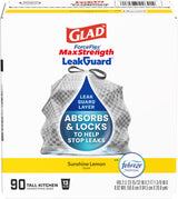 Glad ForceFlex MaxStrength LeakGuard Trash Bags 13 Gal – Family-Safe Leak Protection for Kitchens with Kids and Pets