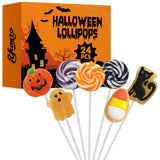 Yumzo Halloween Lollipops Bulk 24 Count – Weather Ready Individually Wrapped Treats for Outdoor Party Tables and Trick or Treat Stations