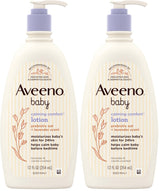 Aveeno Baby Calming Comfort Lotion – Gentle Nursery Moisturizer for Newborns and Toddlers, Lavender Vanilla Bedtime Routine