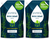 Puracy Natural Dish Soap Refill – Kid-Friendly Kitchen Cleaner, Gentle Plant Liquid for Family Dishes