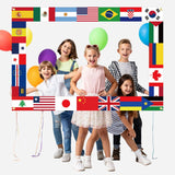 WorldFlagsCo Around The World Photo Backdrop Birthday Gift for Her, Reusable Party Decor for Travel Lovers
