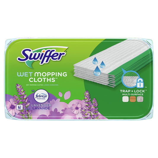 textured wet mopping pad designed to trap and lock dirt