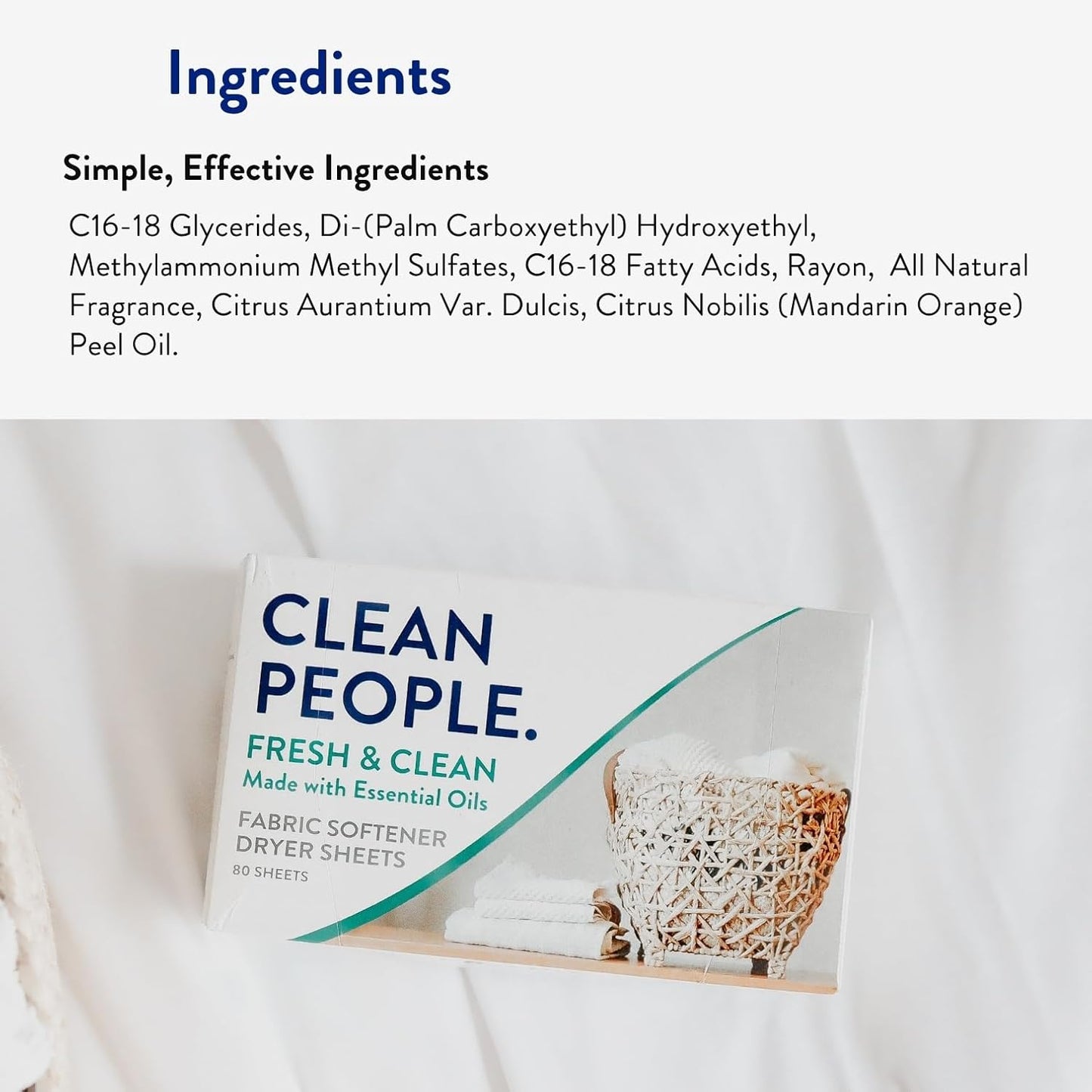 The Clean People Fabric Softener Sheets – Plastic-Free Dryer Sheets for an Intentional Eco Laundry Routine, 120 Pack