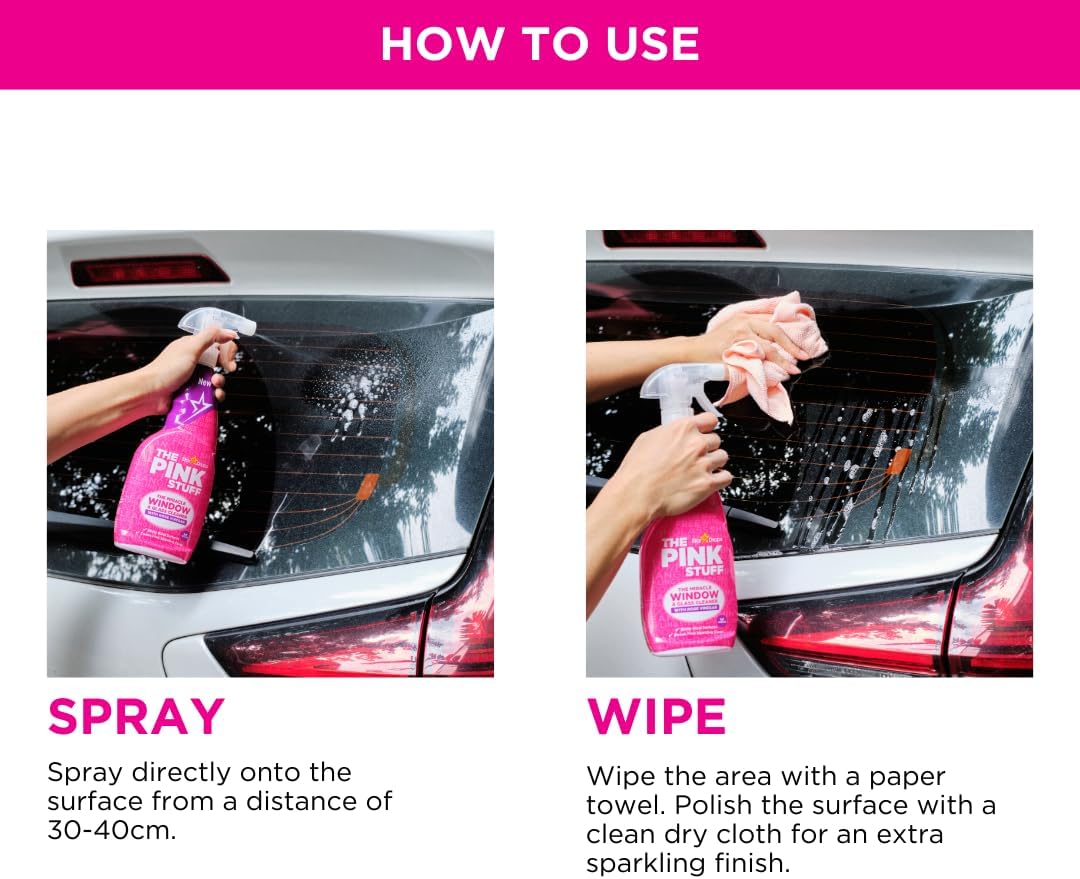 The Pink Stuff Glass Cleaner Spray with Rose Vinegar 750ml – Mindful Evening Routine for Relaxing Bathroom Spaces