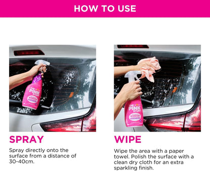 The Pink Stuff Glass Cleaner Spray with Rose Vinegar 750ml – Mindful Evening Routine for Relaxing Bathroom Spaces