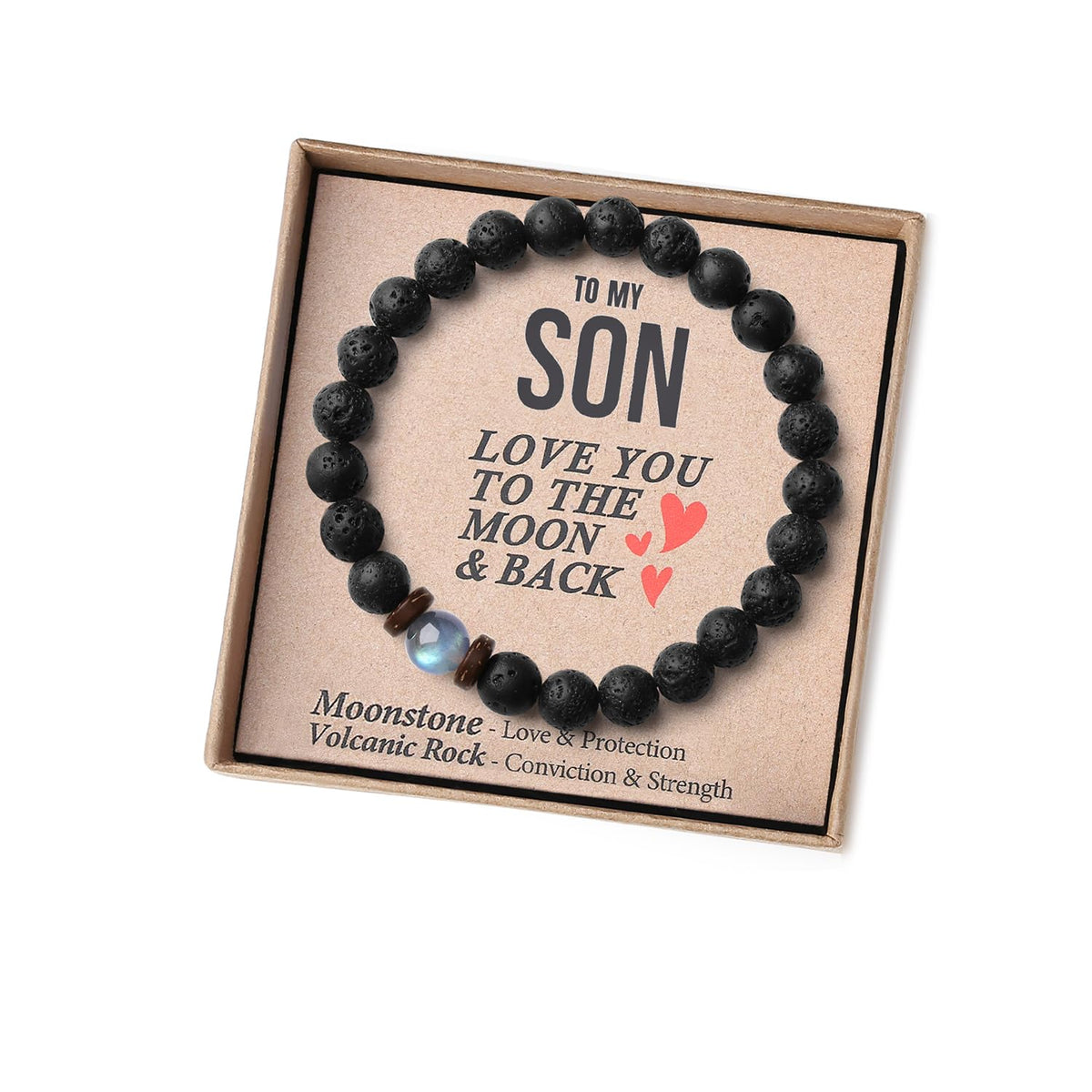 THEMEROL Easter Gifts for Boys/Men-Love/Strength-Natural Gemstone Bracelet for Son Grandson Dad Boyfriend Husband Brother Nephew Uncle