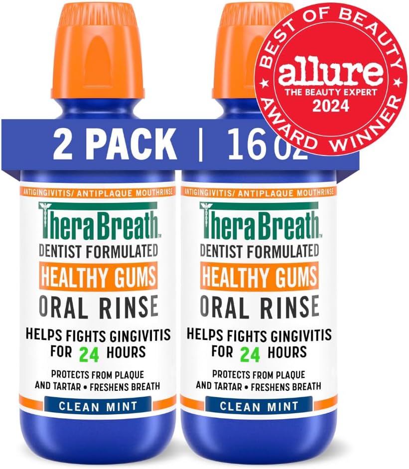 TheraBreath Healthy Gums Oral Rinse – Clean-Ingestible-Safe Formula, No Alcohol Burn for Sensitive Users