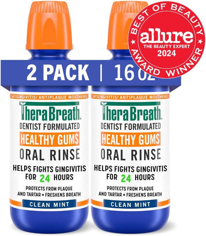 TheraBreath Healthy Gums Oral Rinse – Clean-Ingestible-Safe Formula, No Alcohol Burn for Sensitive Users