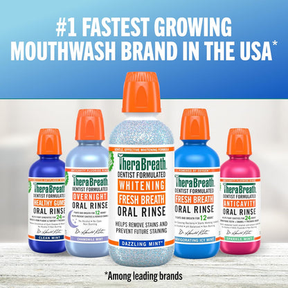TheraBreath Whitening Mouthwash Dazzling Mint – Premium 1-Liter Whitening and Fresh Breath Ritual