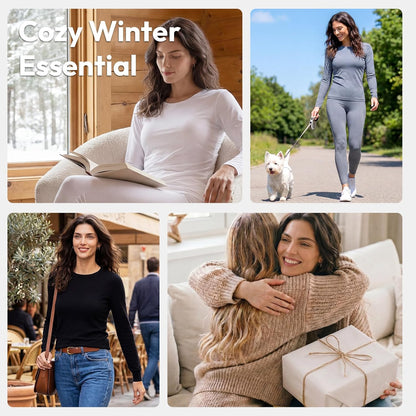 Thermal Underwear for Women Long Johns Set – Fleece Lined Sleepwear and Loungewear for Restful Cold Winter Nights