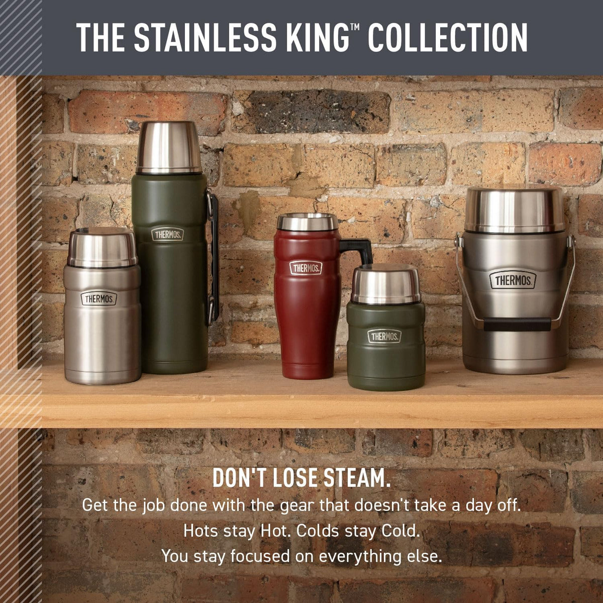 THERMOS Stainless King Vacuum-Insulated Food Jar with Spoon – Office Hot Lunch Container for Desk Workdays, 16 oz Midnight Blue