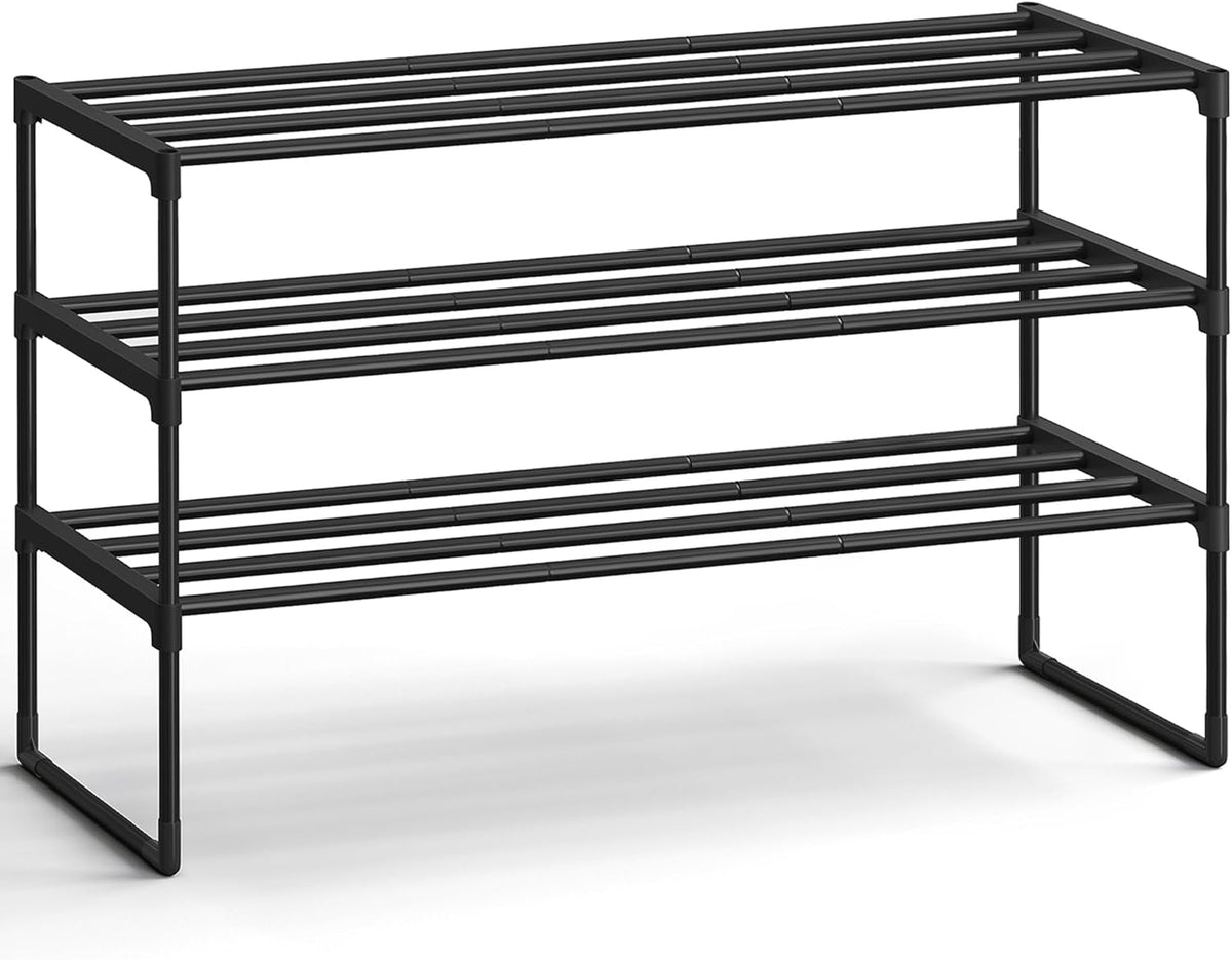 thick metal tube frame with quality plastic connectors rated for 22 lb per tier (66 lb total)