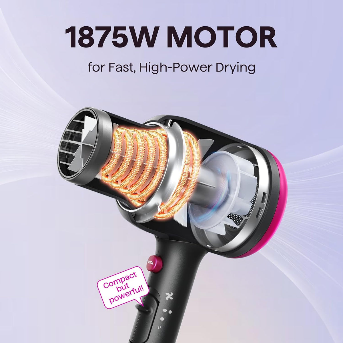 three attachments: concentrated nozzle, diffuser, and comb