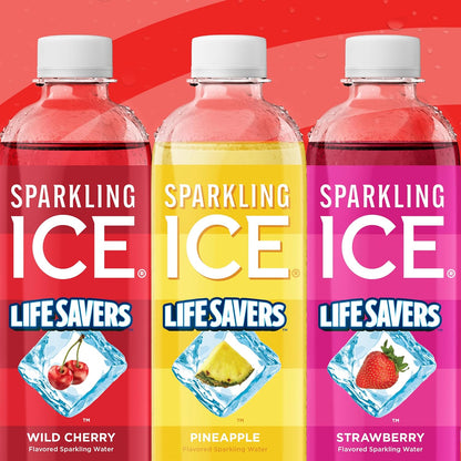 three available flavor variants: pineapple, wild cherry, and strawberry, sold in 12-bottle packs