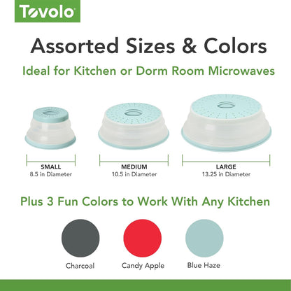 three color options — candy apple red, charcoal, and blue haze — plus matching small/medium/large 3-pack bundles