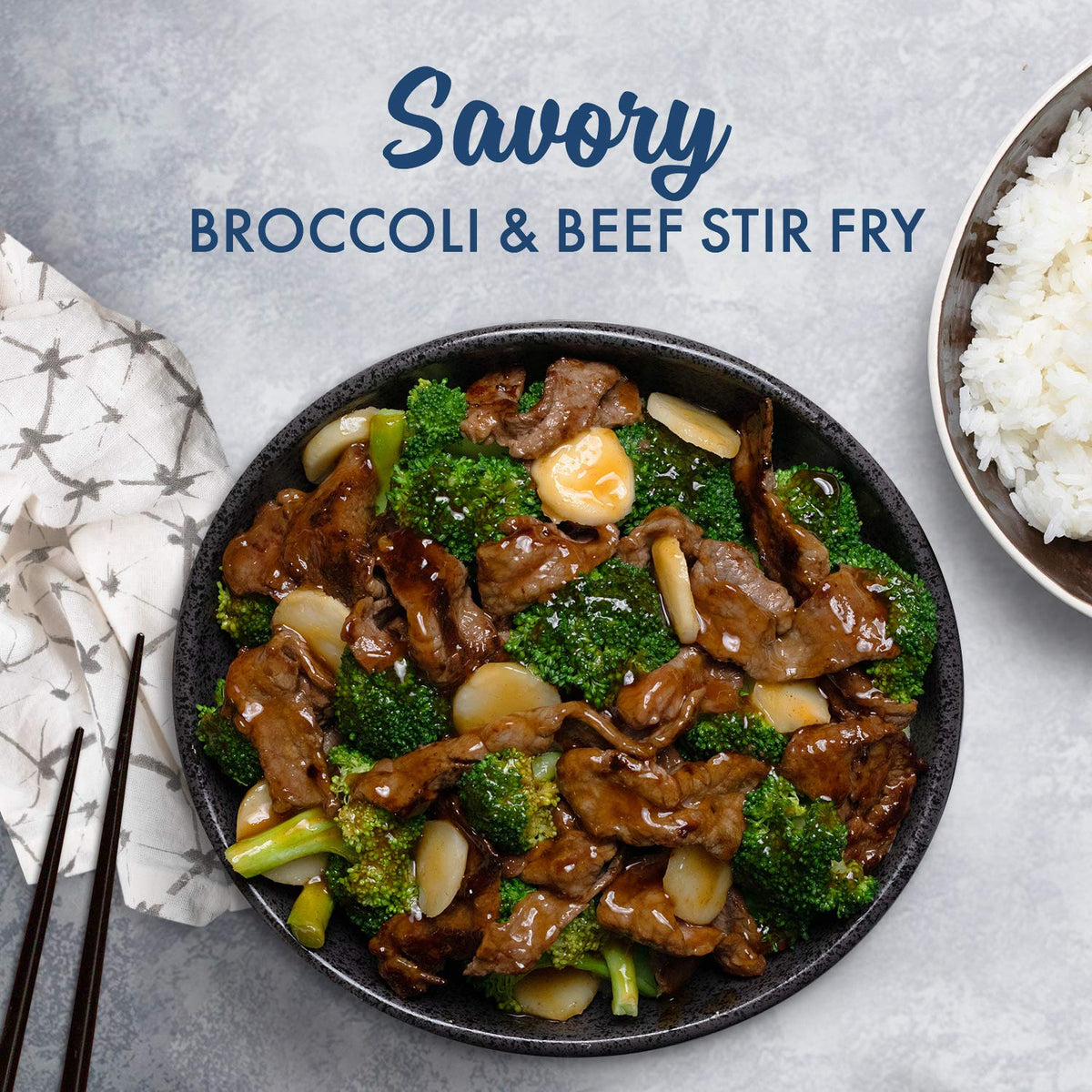 three flavor variants in the line: teriyaki, orange chicken, and sweet & sour