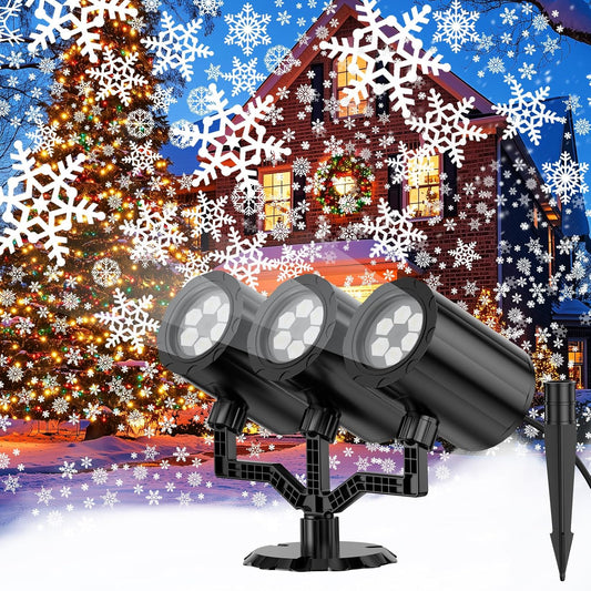 three-head high-brightness led bulb assembly for wider snowflake coverage