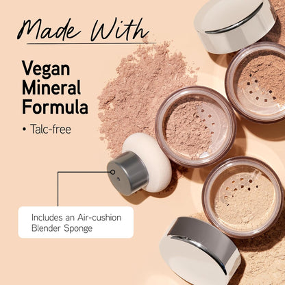three shade variants: translucent light, medium beige, and creamy natural