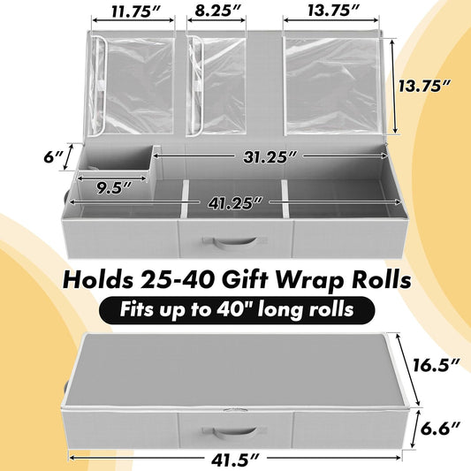 three side pockets: two with flap closures for small supplies and one large open pocket for gift bags