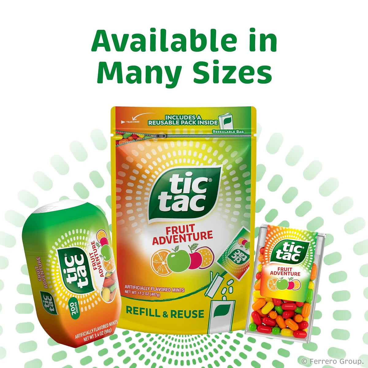 Tic Tac Fruit Adventure Pocket Mints – Thoughtful Housewarming and Hostess Gift Basket Filler, 12-Pack of 100-Count 1 oz Cans