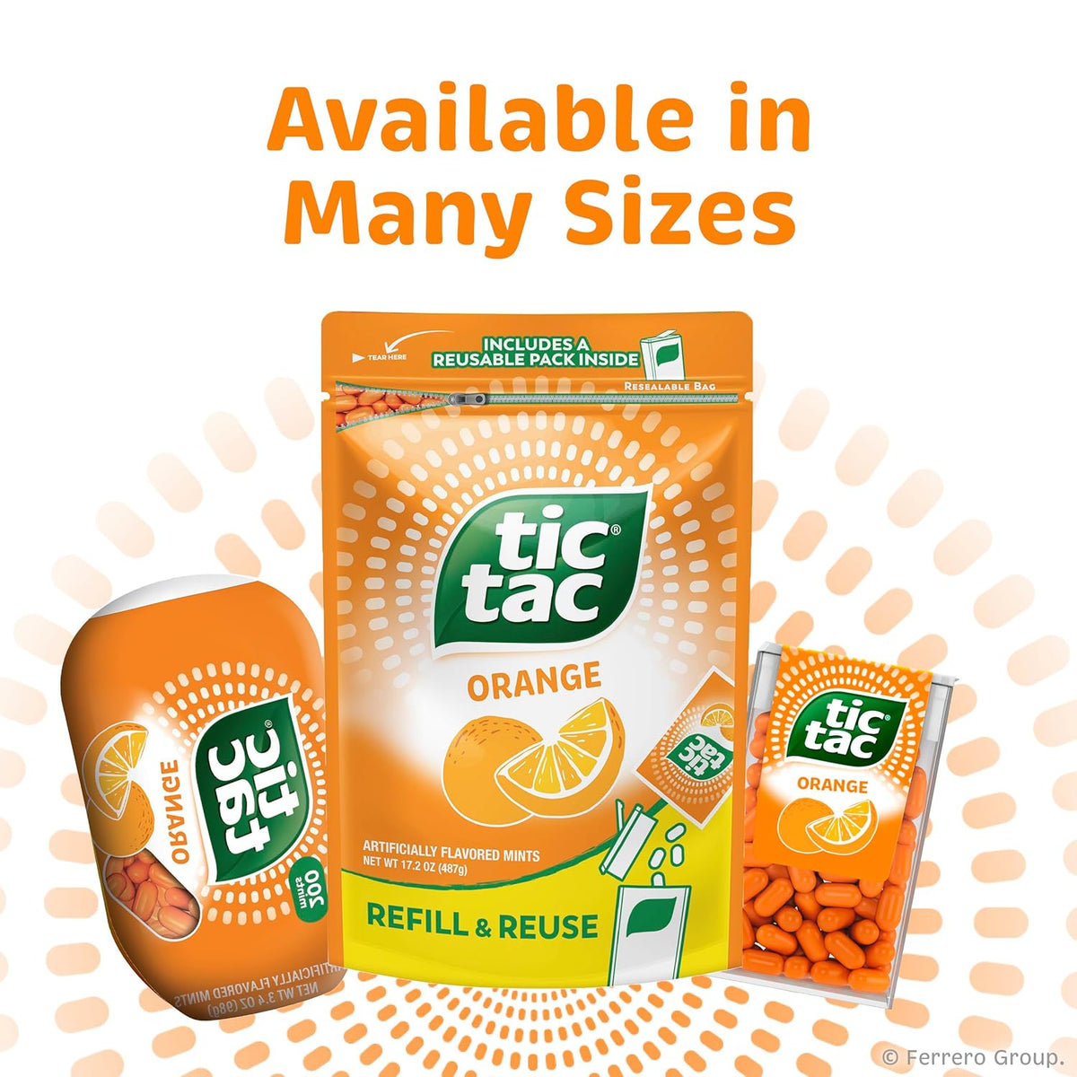 Tic Tac Orange Mints 17.2 oz Bulk – Office Desk Candy Bowl Refill for Shared Workspaces, Gluten Free