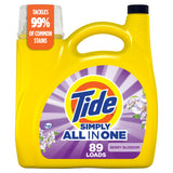 Tide Simply All-In-One Detergent for Clutter-Free Laundry Room Storage, Refreshing Breeze, 128 Loads