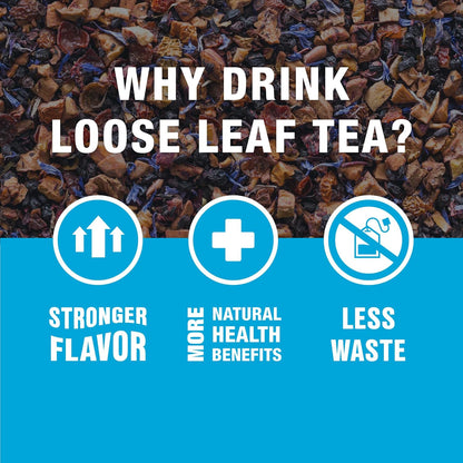Tiesta Tea Blueberry Wild Child Loose Leaf Herbal Blend – Caffeine-Free Bedtime Wind-Down Ritual for Evening Relaxation, 25-Cup Resealable Pouch