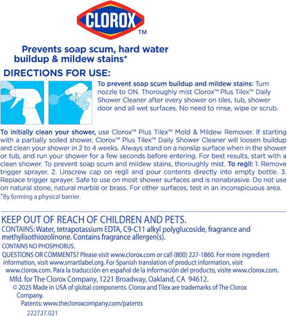 Tilex Daily Shower Cleaner – Kid and Pet Safer Bathroom Spray, Bleach-Free Formula for Family Showers