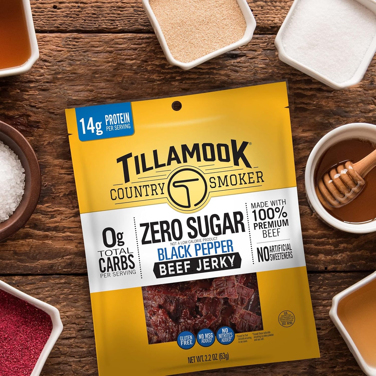 Tillamook Country Smoker Keto Friendly Zero Sugar Beef Jerky, Black Pepper, 6.5 Ounce — Thoughtful Snack Gift for the Low-Carb Eater