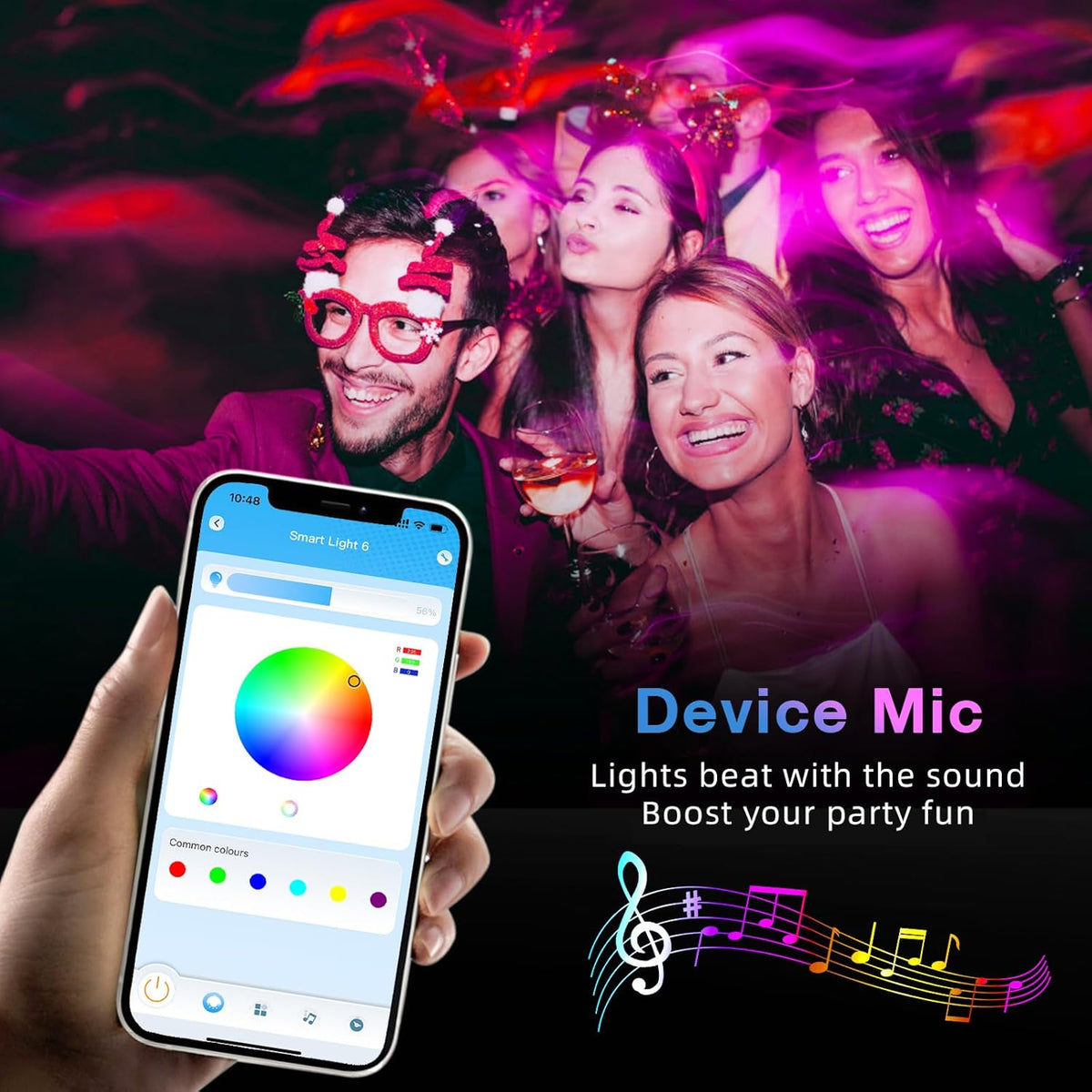 TJOY Ambient LED Lights for Living Room and Kitchen – Cuttable RGB Strip with Music Sync and Timer
