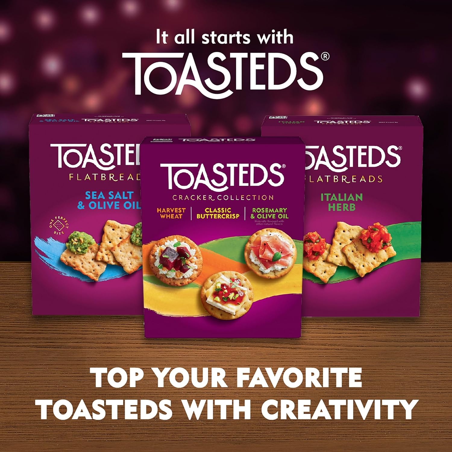 Toasteds Crackers Cracker Collection – Office Desk Lunch Snack for Focused Workdays, 12oz Variety Box