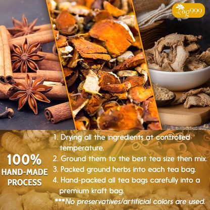 TOG999 Turmeric Ginger Cinnamon Wellness Tea – Bedtime Soothing Brew for Relaxation and Daily Self-Care