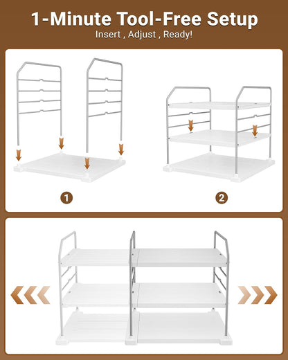 tool-free one-minute assembly with included trays and metal side frame