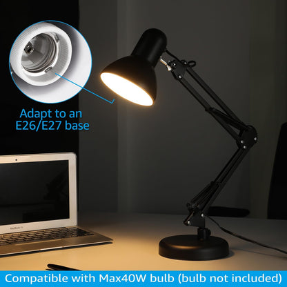 TORCHSTAR Metal Desk Lamp with Clamp – Focus-Boosting Swing Arm Task Light for Home Office and Study Desk