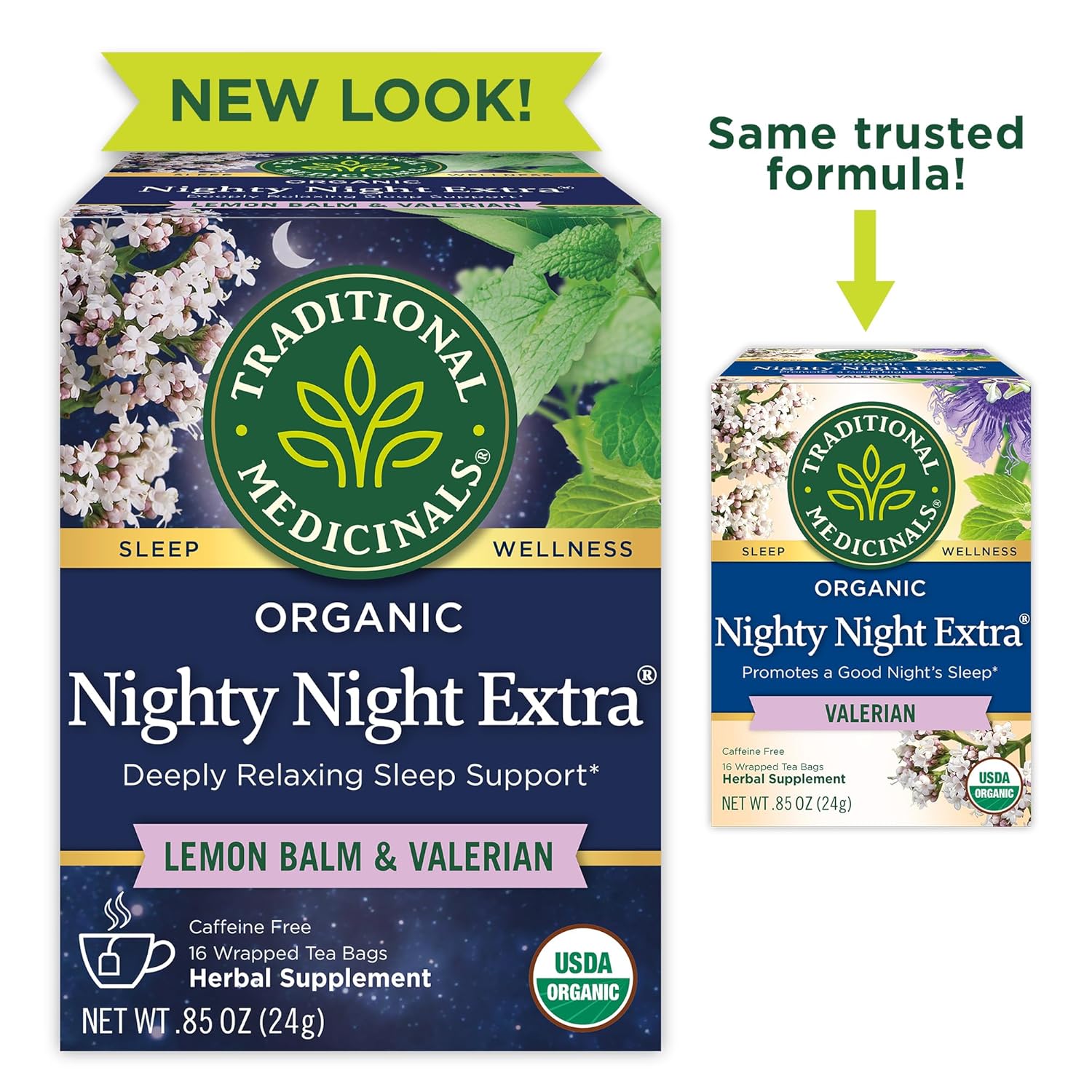 Traditional Medicinals Nighty Night Extra – Bedtime Self-Care Ritual Tea for Mindful Wind-Down, 16 Bags