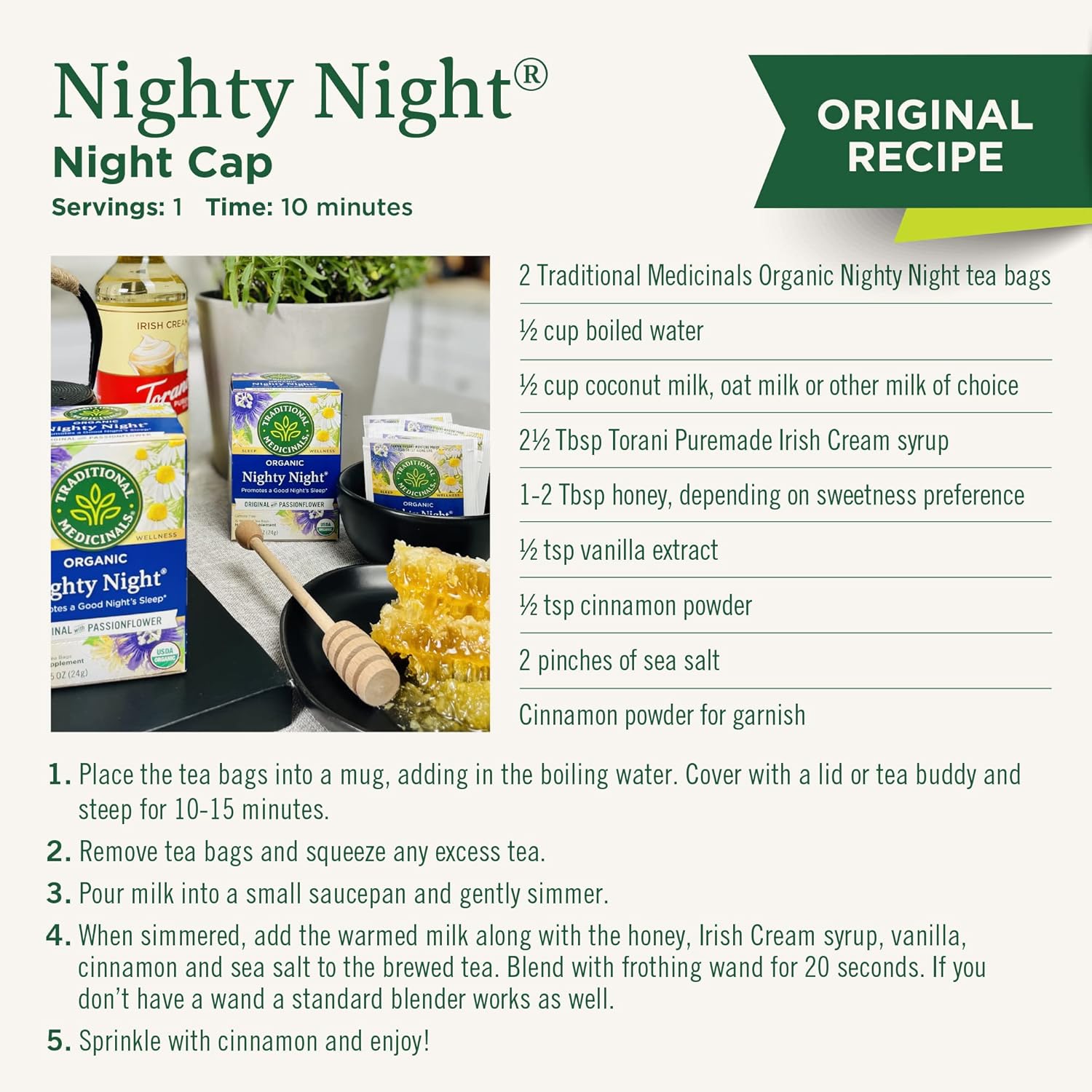 Traditional Medicinals Nighty Night Extra – Bedtime Self-Care Ritual Tea for Mindful Wind-Down, 16 Bags