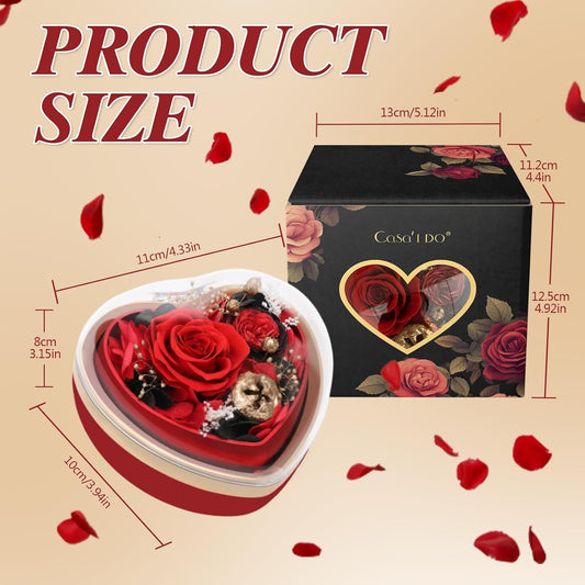 transparent-lid heart-shaped box with flip mechanism that reveals a hidden necklace