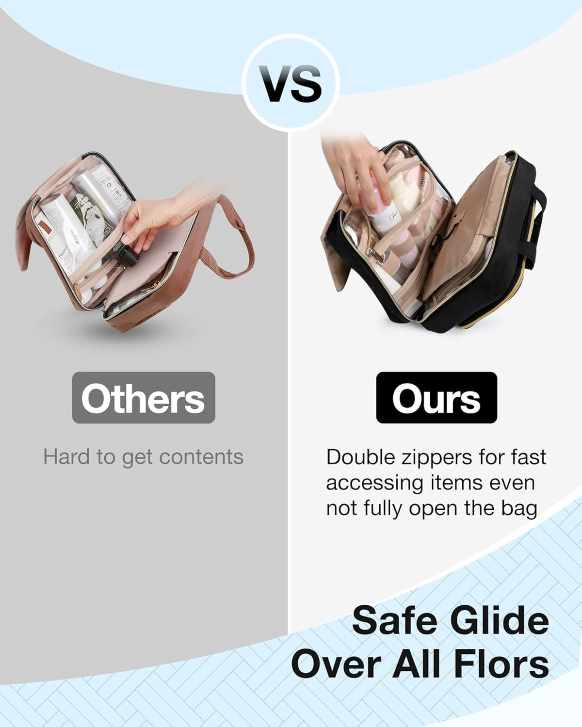 transparent side panels for clear content overview