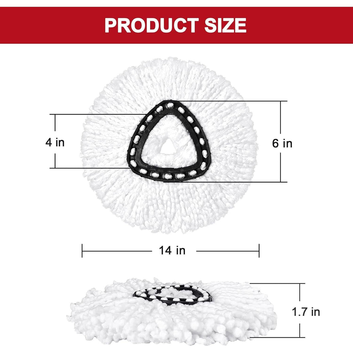 triangular rim geometry: 4-inch inner / 6-inch outer diameter for proper o-cedar spin mop fit