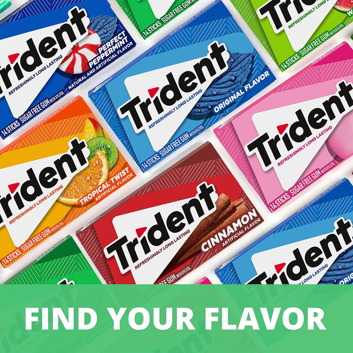 Trident Original Sugar-Free Chewing Gum for Family Pantry Stock, 24 Packs of 14 Individually Wrapped Sticks