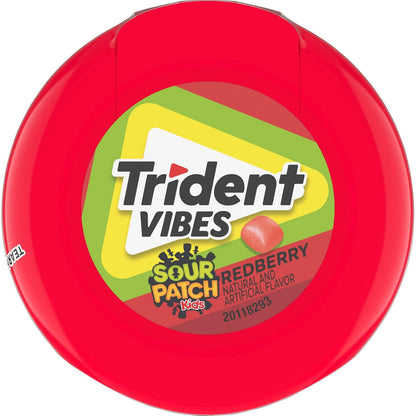 Trident Vibes SOUR PATCH KIDS Blue Raspberry Sugar-Free Chewing Gum – Fun Stocking Stuffer and Candy Gift, 4-Bottle 160 Pack