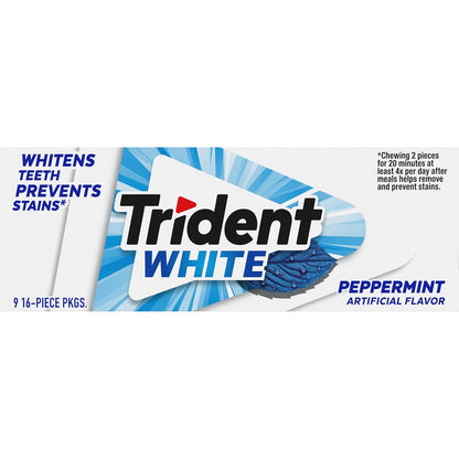 Trident White Sugar-Free Gum – Daily Oral Wellness Ritual for Calming Breath Confidence, Peppermint, Spearmint, Wintergreen