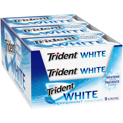 Trident White Sugar-Free Gum – Daily Oral Wellness Ritual for Calming Breath Confidence, Peppermint, Spearmint, Wintergreen