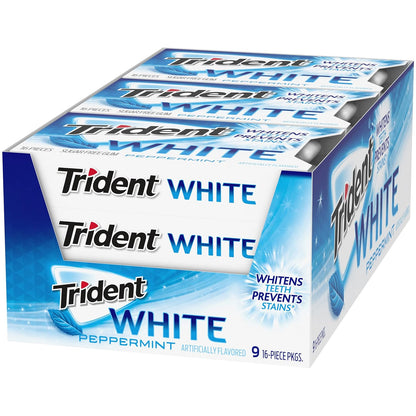 Trident White Sugar-Free Gum – Daily Oral Wellness Ritual for Calming Breath Confidence, Peppermint, Spearmint, Wintergreen
