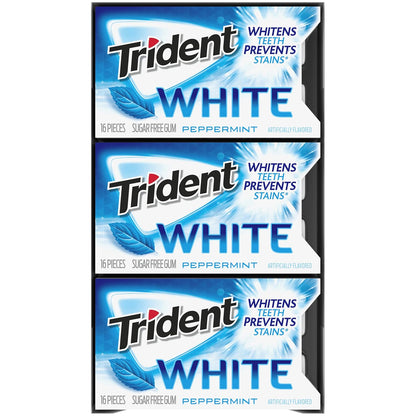 Trident White Sugar-Free Gum – Daily Oral Wellness Ritual for Calming Breath Confidence, Peppermint, Spearmint, Wintergreen