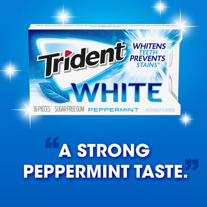 Trident White Sugar-Free Gum – Daily Oral Wellness Ritual for Calming Breath Confidence, Peppermint, Spearmint, Wintergreen